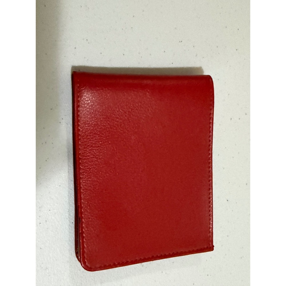 Red Leather Bifold Wallet with Photo Inserts and Bill Compartment
